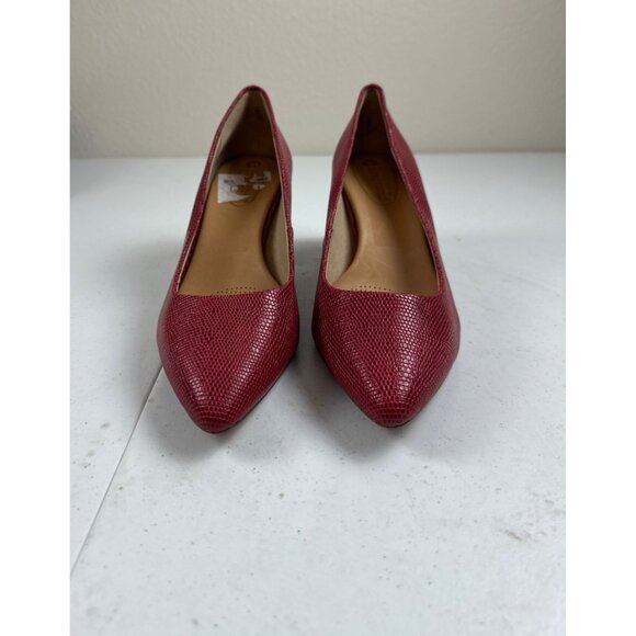 Corso Como Red Faux Snakeskin Pointed Toe Block Heels - Size 9.5 - Picture 6 of 7